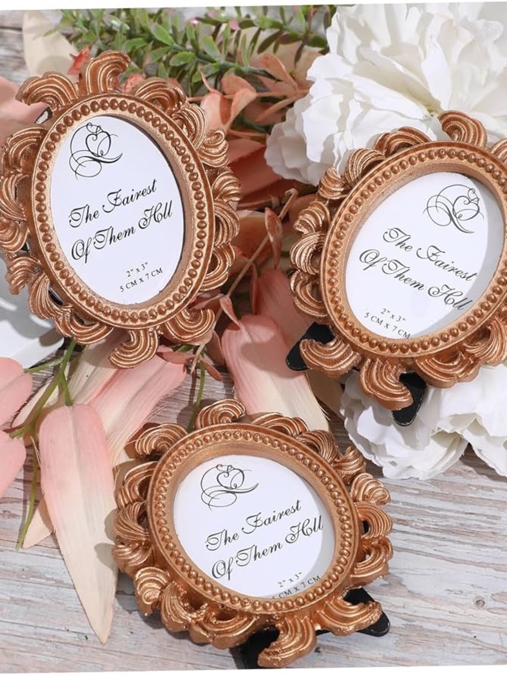 Set of 4 Ornate Gold Tone 2x3 Oval Picture
Frames Tabletop Easel New Sealed